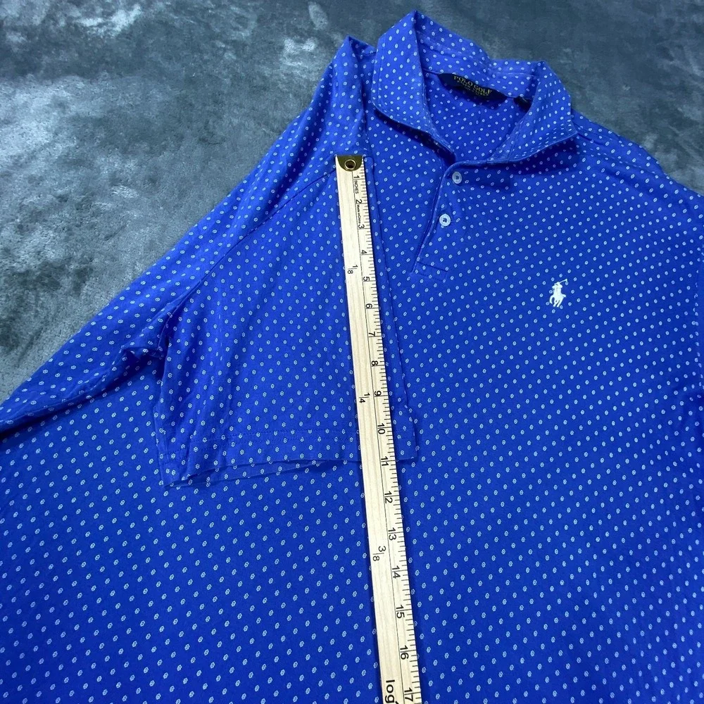 Polo Ralph Lauren Shirt Mens XL Blue Short Sleeve All Over Print White Pony Golf